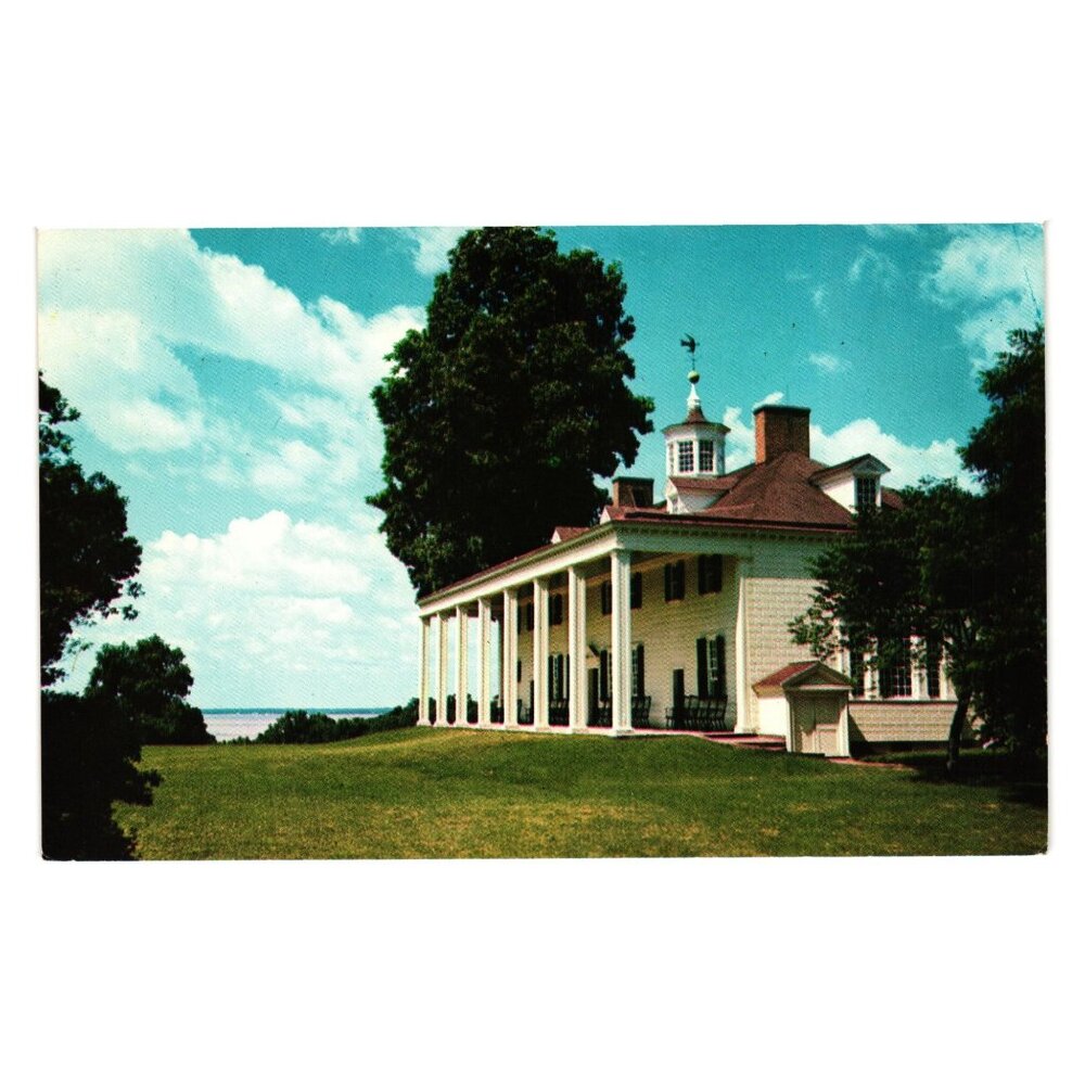 Mount Vernon East Front Vintage Postcard Historical Home Roadside Collectible